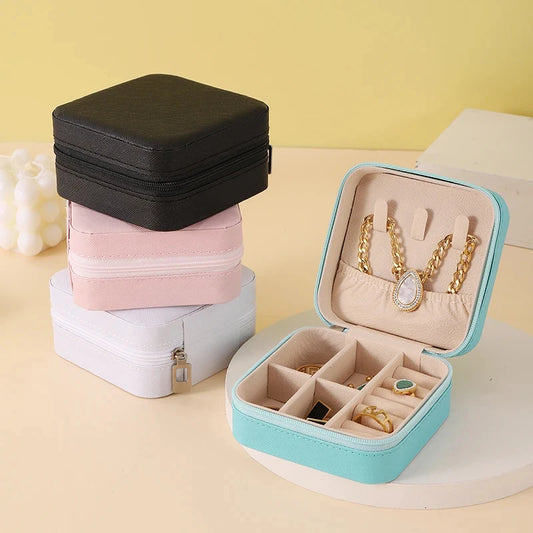 Portable Travel Jewelry Box for Rings, Necklaces & Earrings