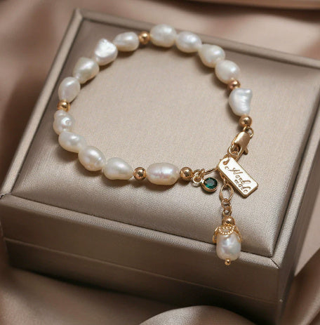 Elegant Natural Zircon Pearl Bracelet Trendy Jewelry