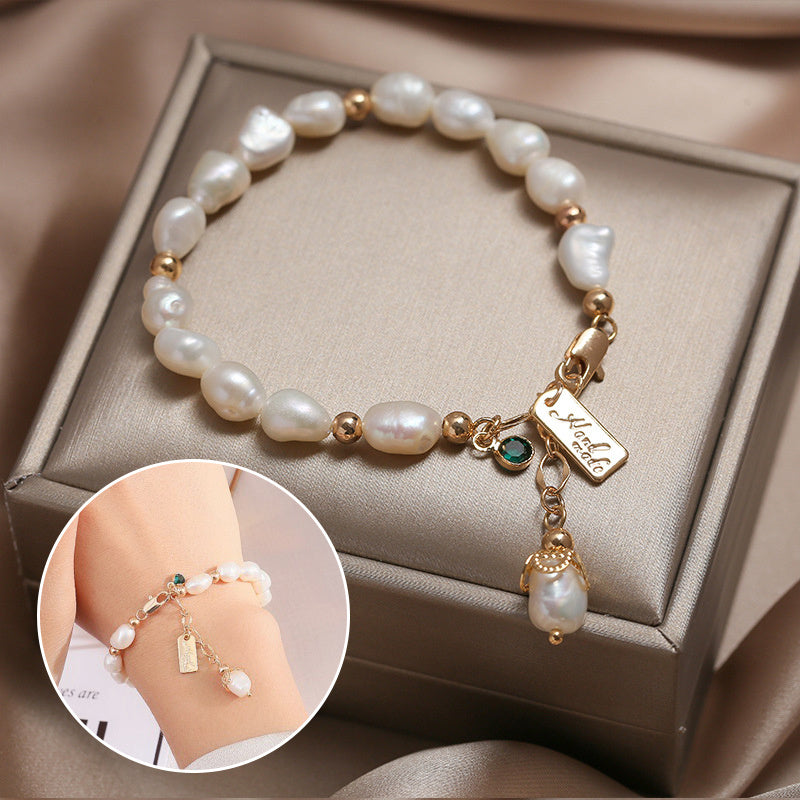 Elegant Natural Zircon Pearl Bracelet Trendy Jewelry