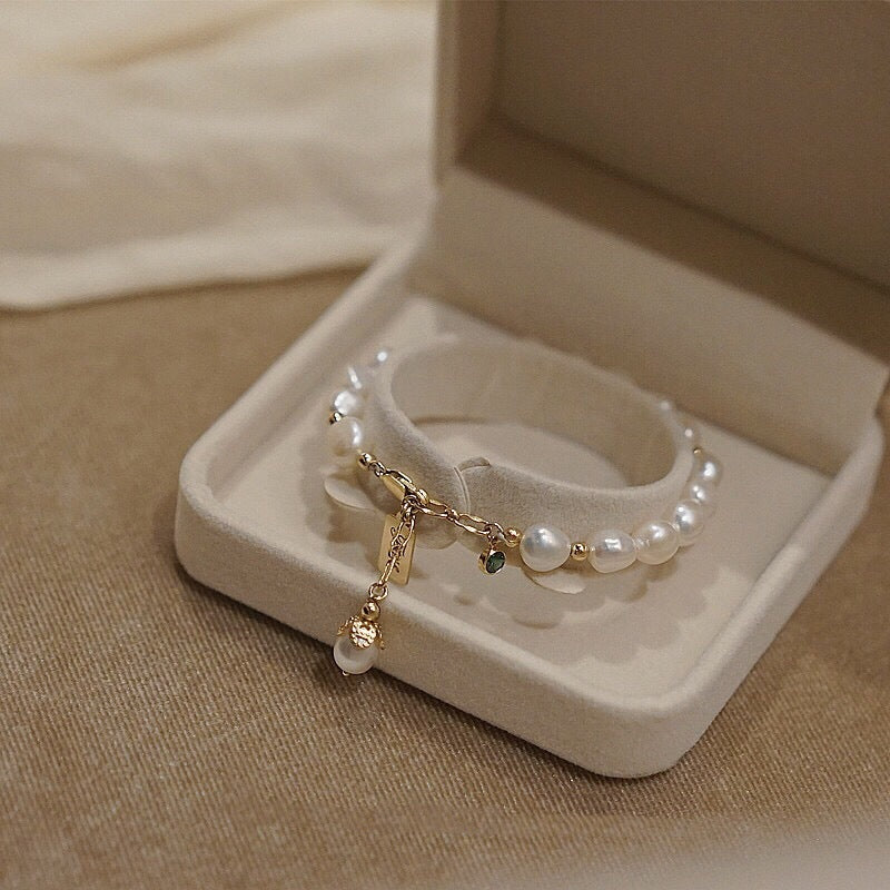 Elegant Natural Zircon Pearl Bracelet Trendy Jewelry